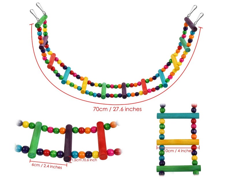 DS.DISTINCTIVE STYLE DS. DISTINCTIVE STYLE Bird Ladder Toys Coloured Flexible Parrot Swing Bridge Wooden Cockatiel Cage Hanging Climbing Ladder - Image 2